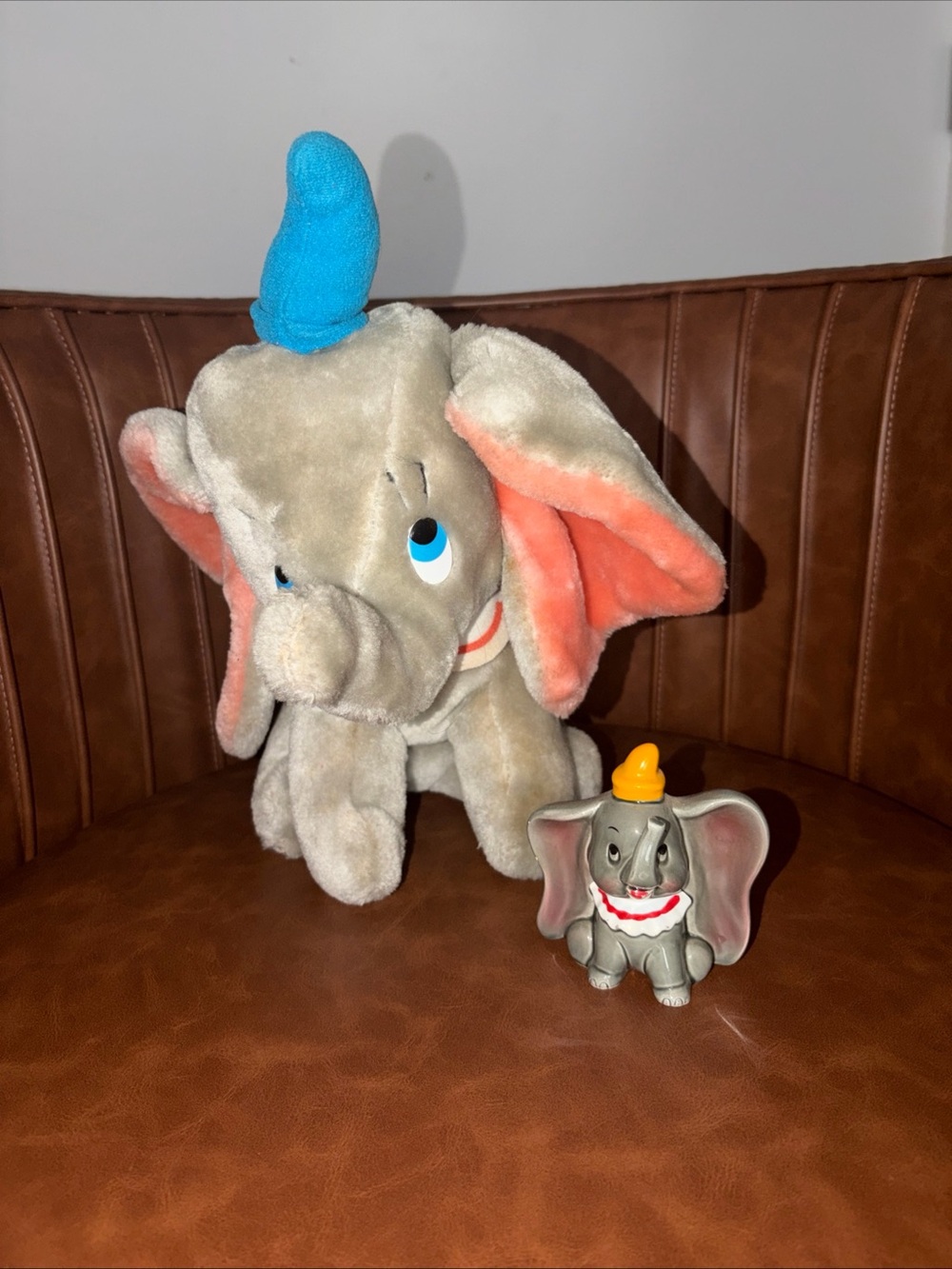 Vintage Dumbo Set Figurine Stuffed Animal  Disney Land  Ceramic Stuffy